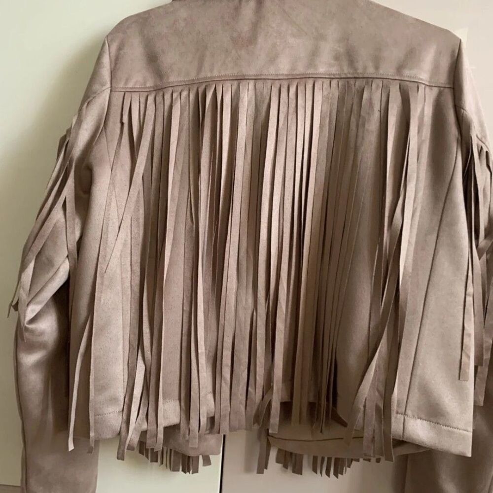 Tassel suede women new fringe jacket boho long sleeve jacket - Picture 4 of 6